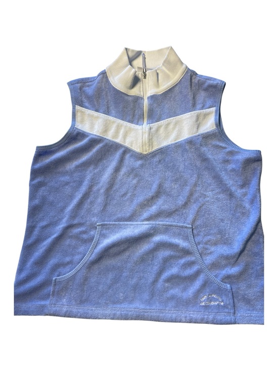 Liz Claiborne Tops - Liz Claiborne Light Blue Sleeveless Zip Terry Pullover with White Detail